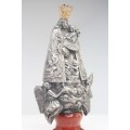 veche statueta Sf Maria : "Virgen de los desamparados". cupru argintat. Spania cca 1900